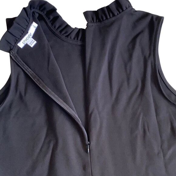 Chicos NWT $159 Midi Dress Tiered Ponte Solid Black All Occasions/ Seasons Sz 12 - Picture 6 of 13